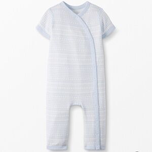Hanna Andersson NWT It’s A Snap Romper Morning Sky Geo 3-6 Months Scandi Baby